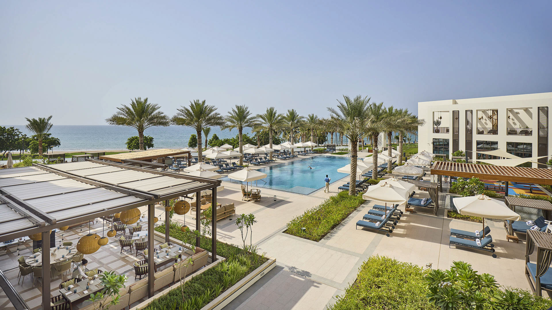 Mandarin Oriental Muscat Pool, Bar und Strand